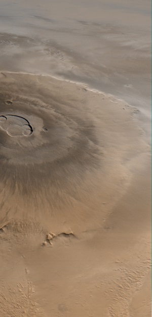 Cliché d'Olympus Mons obtenu par la sonde Mars Global Surveyor.