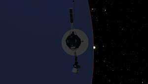 La sonde Voyager 2 survolant Neptune.