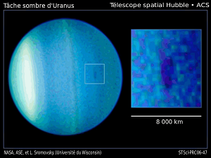 La première tache sombre observée sur Uranus en 2006.