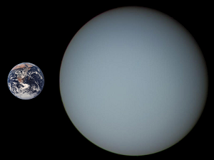 Comparaison de la taille d'Uranus et de la Terre.